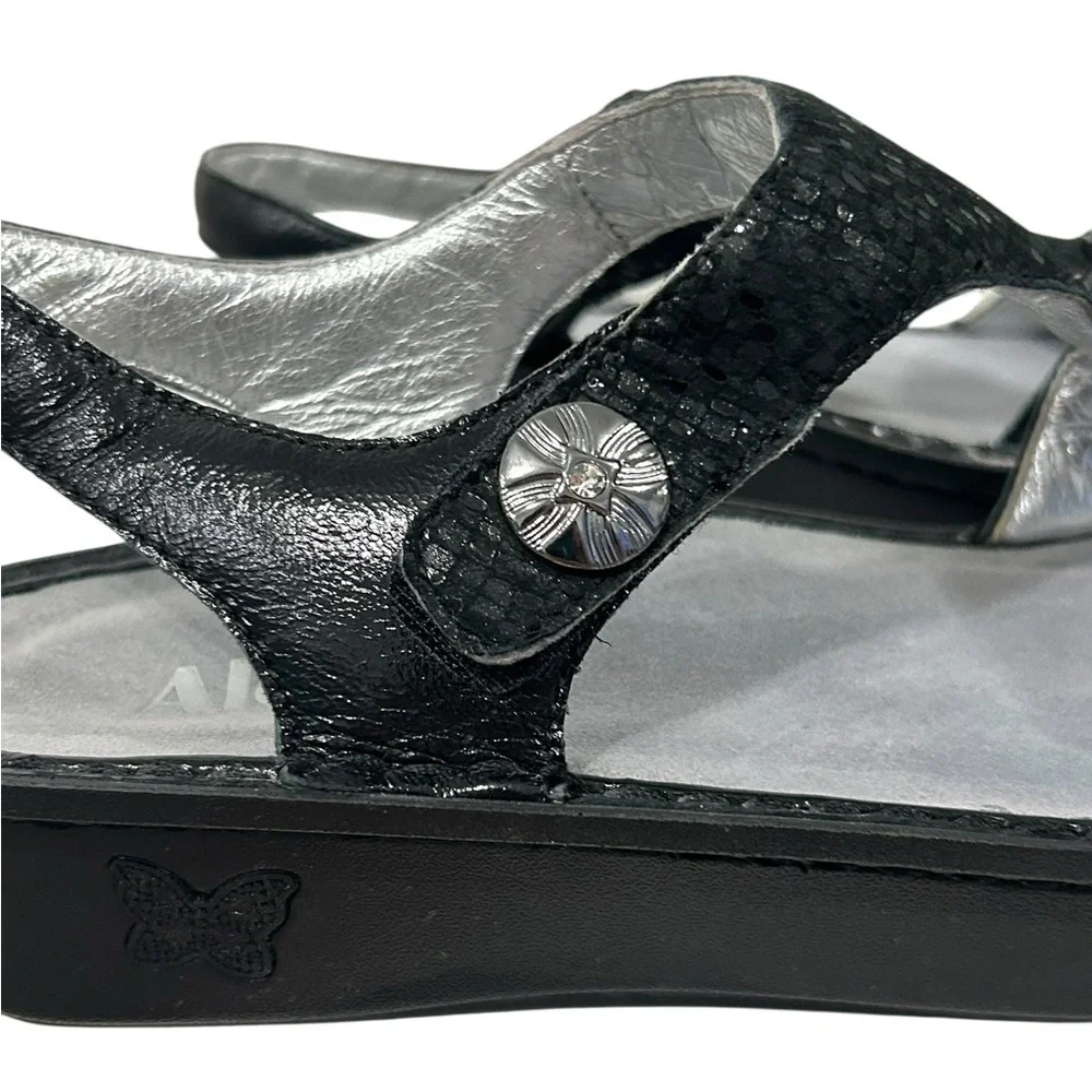 ALEGRIA Kendra Black Shimmer T-Strap KEN-765 Sandals Womens - Picture 12 of 14